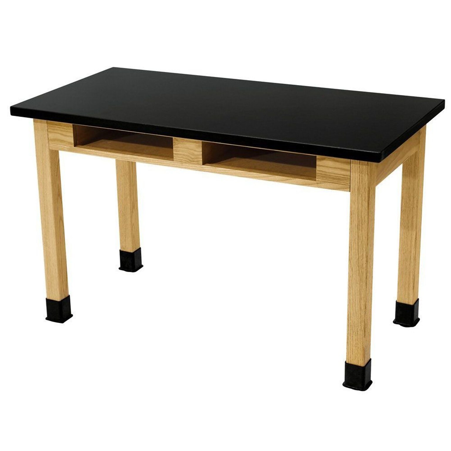 National Public Seating Chemical Resistant Series Rectangular Science Table, 30 x 72, Black/Ashwood (SLT2-3072CB)