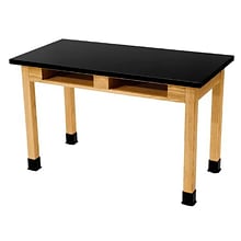 NPS Wood Science Table, Chemical Resistant Series, 30H Science Lab Table With Book Compartment, 24x