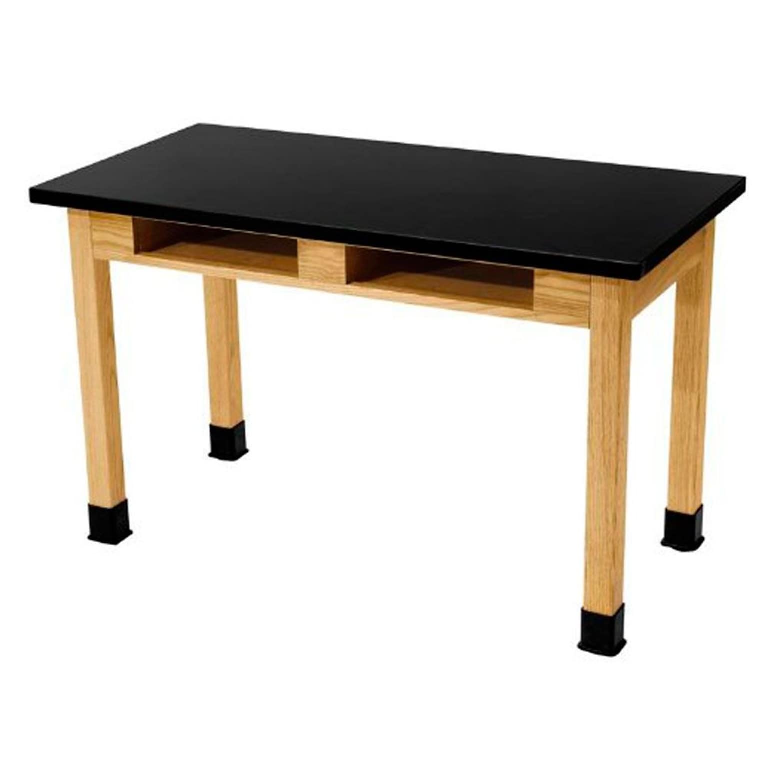 NPS Wood Science Table, Chemical Resistant Series, 30H Science Lab Table With Book Compartment, 24x54, Black (SLT1-2454CB)