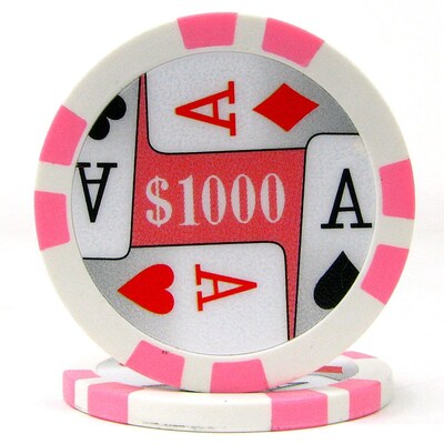 Trademark Poker 11.5g 4 Aces Premium $1000 Poker Chips, Pink, 100/Set (886511331907)
