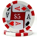 Trademark Poker 11.5g 4 Aces Premium $5 Poker Chips, Red, 50/Set (886511330269)