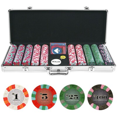 Trademark NexGen™ 9g Pro Classic Style 500 Chips Poker Set With Aluminum Case