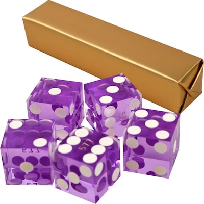 Trademark Poker™ 19 mm A Grade Serialized Casino Dices, Purple, 5/Set (844296026197)