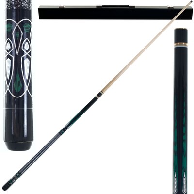 Trademark Games™ 2 Piece Designer Pool Cue Stick With Case; Emerald Green Laser