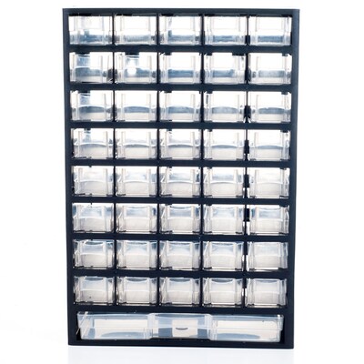 Trademark Stalwart™ Plastic 41 Compartment Hardware Storage Box, Black (886511418547)