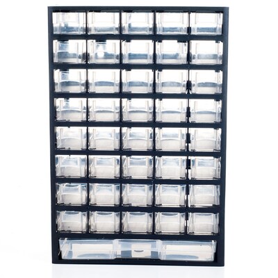 Trademark Stalwart™ Plastic 41 Compartment Hardware Storage Box, Black (886511418547)