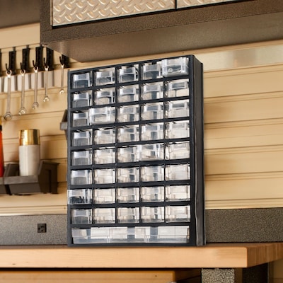 Trademark Stalwart™ Plastic 41 Compartment Hardware Storage Box, Black (886511418547)