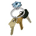 Trademark 7/8 x 2 1/8 x 1 1/4 Bling Diamond Silver Style Ring Key Chain; Topaz Color Stone