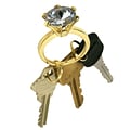 Trademark 7/8 x 2 1/8 x 1 1/4 Bling Diamond Gold Style Ring Key Chain, White Diamond Jewel