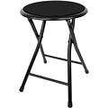 Trademark 18 Cushioned Folding Steel Stool, Black