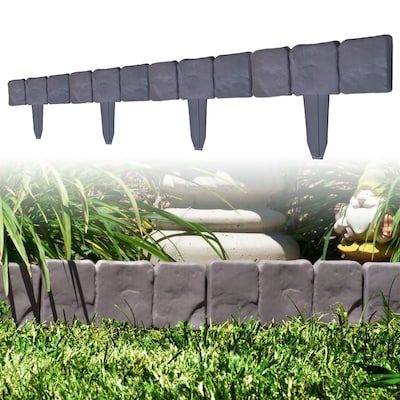 Trademark Pure Garden™ 10 Piece Cobblestone Flower Bed Border; Gray, 3/4 x 10 x 9