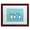 Trademark Carla Martell Christmas Creatures in Blue Art, White Matte W/Wood Frame, 16 x 20
