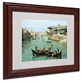 Trademark Canaletto Arno River and Ponte Vecchio Art, White Matte With wood Frame, 11 x 14