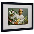 Trademark Jean Frederic Bazille Woman with Peonies Art, White Matte With Black Frame, 16 x 20