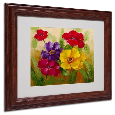 Trademark Rio Flowers Art, White Matte With Wood Frame, 11 x 14