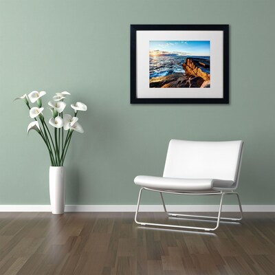 Trademark David Ayash "Sunrise Over the Atlantic in Maine" Art, White Matte W/Black Frame, 16" x 20"
