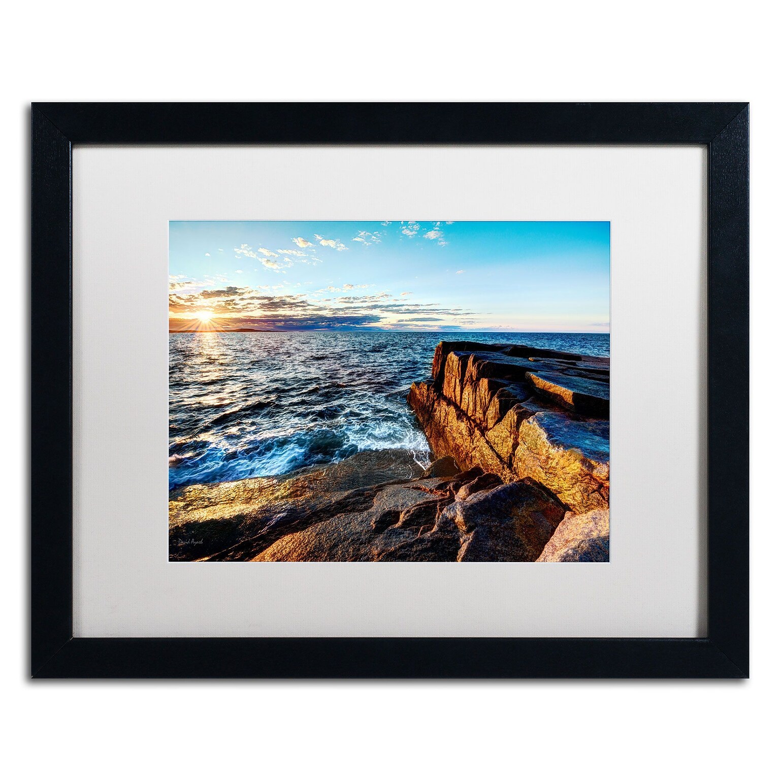 Trademark David Ayash Sunrise Over the Atlantic in Maine Art, White Matte W/Black Frame, 16 x 20