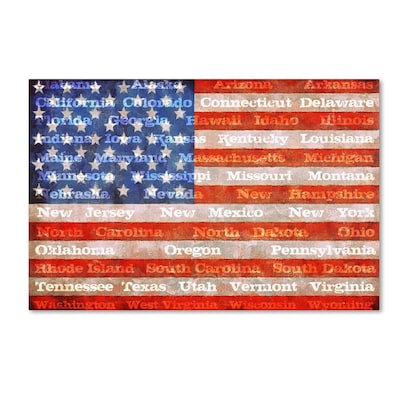 Trademark Michelle Calkins American States with Flags Gallery-Wrapped Canvas Art, 30 x 47