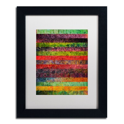 Trademark Michelle Calkins Brocade and Stripes 1 Art, White Matte With Black Frame, 11 x 14