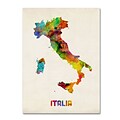 Trademark Michael Tompsett Italy Watercolor Map Gallery-Wrapped Canvas Art, 18 x 24