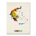 Trademark Michael Tompsett Greece Watercolor Map Gallery-Wrapped Canvas Art, 35 x 47