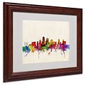 Trademark Michael Tompsett Kansas City Skyline Art, White Matte W/Wood Frame, 11 x 14