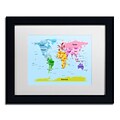 Trademark Michael Tompsett World Map for Kids Art, White Matte W/Black Frame, 11 x 14