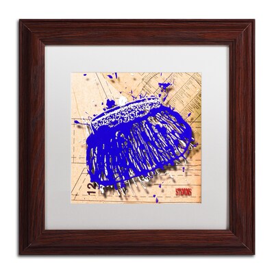 Trademark Roderick Stevens Snap Purse Blue Art, White Matte With Wood Frame, 11 x 11