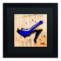 Trademark Roderick Stevens Suede Heel Blue Art, Black Matte With Black Frame, 16 x 16
