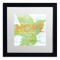 Trademark Sue Schlabach Letterpress Hope Art, White Matte With Black Frame, 16 x 16