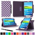 rOOCASE Leather Dual-View Folio Smart Case Cover for 8.4 Samsung Galaxy Tab S; Polkadot Purple