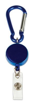 Cosco MyID Anodized Metal Carabiner Reel For ID Badge Holders, Blue, 6/Pack