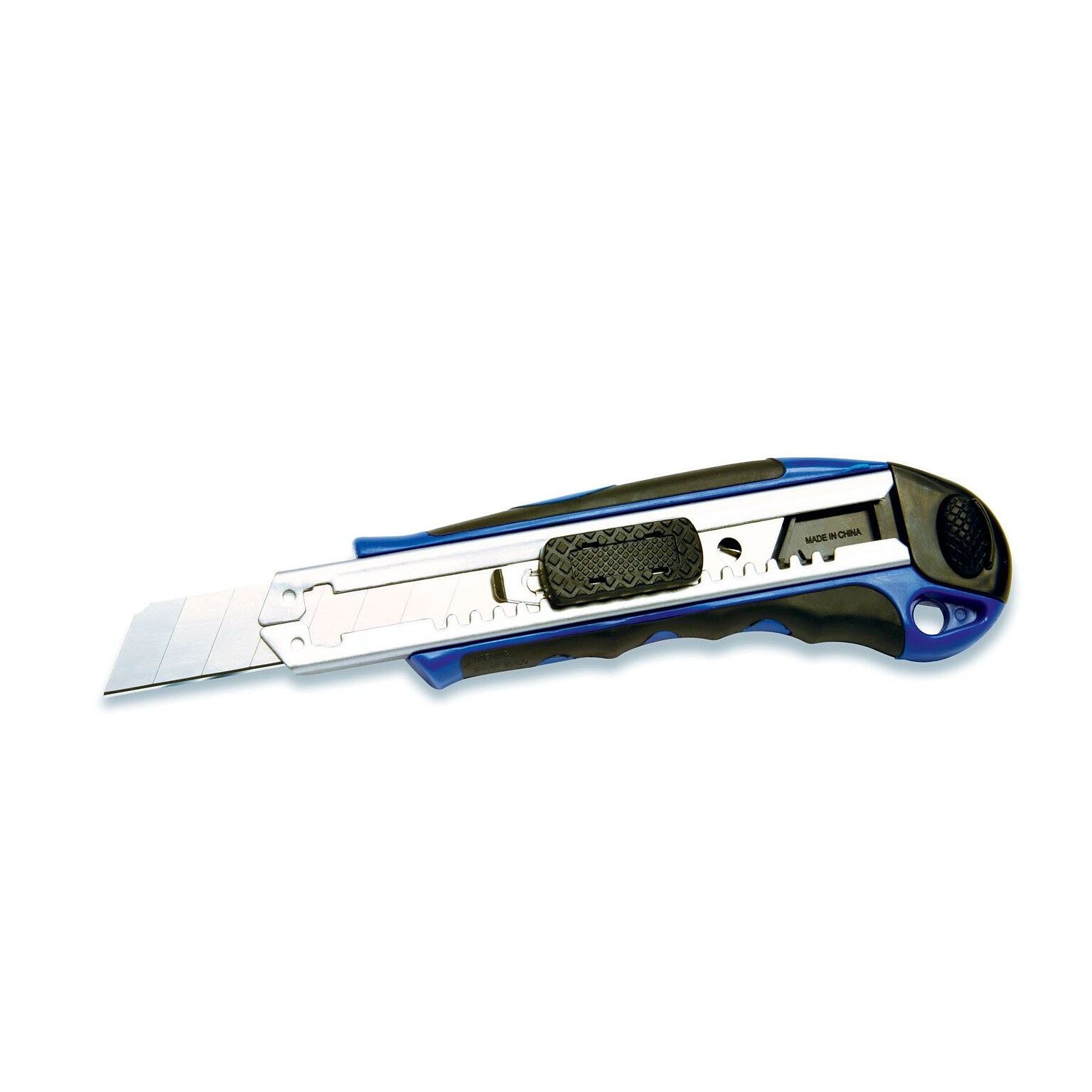Cosco Plastic/Rubber Heavy Duty 8-Point Retractable Snap-Off Utility Knife, Blue, 4/Pack (091514PK4)