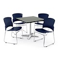OFM PRKBRK-025-0008 36 Square Laminate Multipurpose Table w 4 Chairs, Gray Nebula Table/Navy Chair