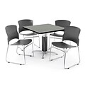 OFM PRKBRK-028-0005 36 Square Laminate Multipurpose Table w 4 Chairs, Gray Nebula Table/Gray Chair