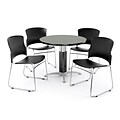 OFM PRKBRK-027-0006 36 Round Laminate Multipurpose Table w 4 Chairs, Gray Nebula Table/Black Chair