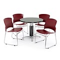 OFM PRKBRK-029-0007 42 Round Laminate Multipurpose Table w 4 Chairs, Gray Nebula Table/Wine Chair