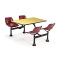 OFM 1003-MRN-YLW 30 x 48 Rectangular Laminate Cluster Table w 4 Chairs; Yellow Table/Maroon Chair