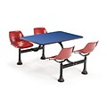 OFM 1003-RED-BLUE 30 x 48 Rectangular Laminate Cluster Table with 4 Chairs; Blue Table/Red Chair