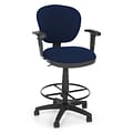 OFM Lite Use 150-AA-DK-119 Fabric Computer Task Stool with Arms; Blue