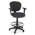 OFM Lite Use 150-AA-DK-128 Fabric Computer Task Stool with Arms; Gray