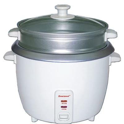 Brentwood® 4-Cup Metal Rice Cooker With Steamer; White
