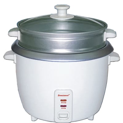 Brentwood® 8-Cup Metal Rice Cooker With Steamer; White