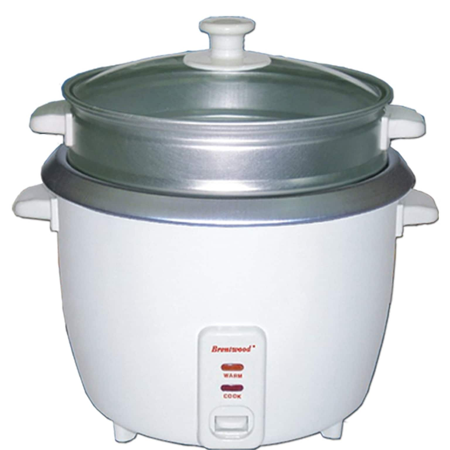 Brentwood® 8-Cup Metal Rice Cooker With Steamer; White