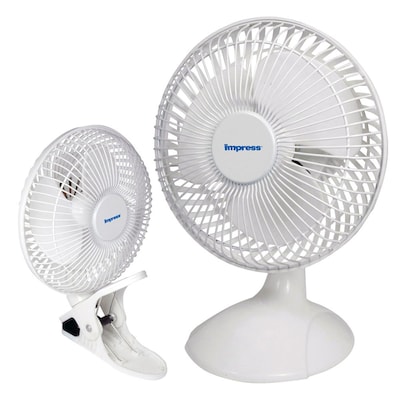 Impress® 6 Portable Dual Purpose Clip On Desk Fan, White