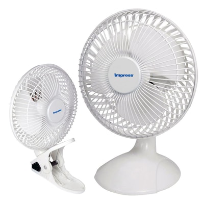 Impress® 6 Portable Dual Purpose Clip On Desk Fan, White