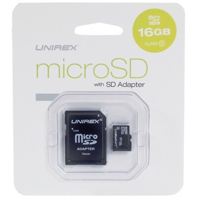 Unirex 16GB microSDHC Memory Card with Adapter, Class 6 (93589443M)