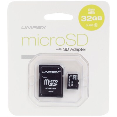 Unirex 32GB microSDHC Memory Card with Adapter, Class 6 (93589444M)