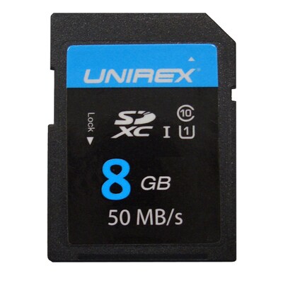 Unirex® 8GB SD High Capacity Class 10 UHS-1 Memory Card