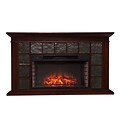 SEI Newberg Wood/Veneer Electric Floor Standing Fireplace; Walnut